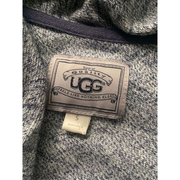 UGG Cardigan Open Draped Slub Knit heather blue Sweatshirt Top sz S - Picture 5 of 8